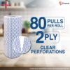 Tri-Activ Washable & Reusable Kitchen Towel Roll | 80 Pulls per Roll, 160 Sheets Pack of 2 | Highly Absorbent Kitchen Tissue Roll | Non Woven Fabric | Better alternative to Paper Tissue Roll | Blue
