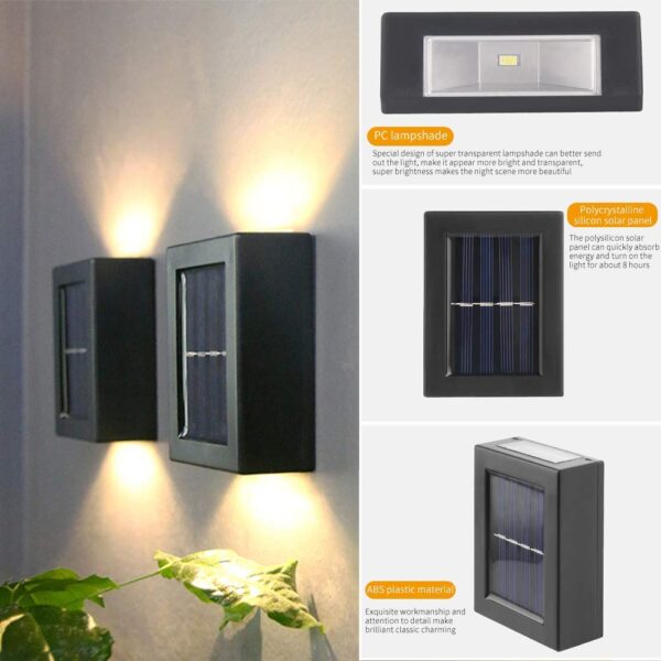 1776437449_Outdoor-Light-Solar-wall-light-Waterproof-Solar-Powered-Up-Down-LED-Light-Wireless-For-Gardenbalconyporch-corridor-terraces-garage-door-villa-field-barn-fenceback-yardentry-way-etc.-2.jpg Outdoor Light Solar wall light Waterproof Solar Powered Up Down LED Light Wireless For Garden,balcony,porch, corridor, terraces, garage door, villa, field, barn, fence,back yard,entry way etc., (2)