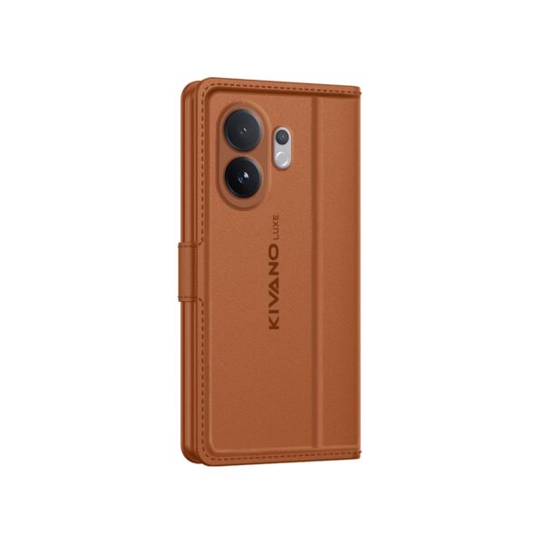 KIVANO LUXE® for Vivo V60E 5G / Vivo T4 Pro 5G / Vivo V60 5G Luxury Handmade Leather Magnetic Flip Folio Case | Card Holder & Kickstand | Slim Protective Cover | Unisex - Brown