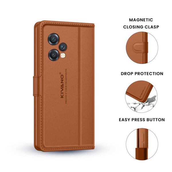 KIVANO LUXE® for Vivo V60E 5G / Vivo T4 Pro 5G / Vivo V60 5G Luxury Handmade Leather Magnetic Flip Folio Case | Card Holder & Kickstand | Slim Protective Cover | Unisex - Brown