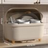 Covered Dish Drying Rack with Lid – Large Capacity Kitchen Dish Drainer with Drain Tray – Dustproof Plate and Bowl Organizer for Countertop Storage