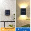 TCCO ENTERPRISE 2 Pack LED Solar Up and Down Outdoor Security Wall Lamps, IP65 Waterproof Solar Outdoor Lights, Fence Lights LED Solar Wall Lights for Home Garden Porch(Warm Light) (2)ABS PC plastic