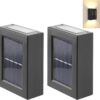 TCCO ENTERPRISE 2 Pack LED Solar Up and Down Outdoor Security Wall Lamps, IP65 Waterproof Solar Outdoor Lights, Fence Lights LED Solar Wall Lights for Home Garden Porch(Warm Light) (2)ABS PC plastic