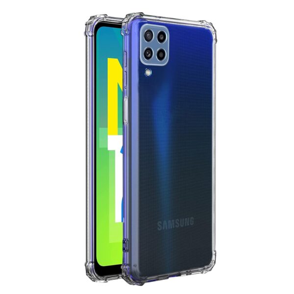 Amazon Brand - Solimo Silicone Mobile Cover For Samsung Galaxy M12 / A12 / F12 (Soft & Shockproof Back Case With inbuilt Cushioned Edges), Transparent