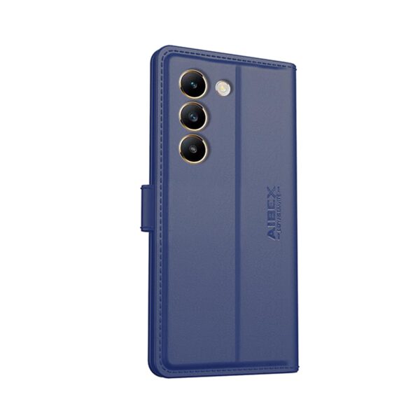 AIBEX ® Compatible for Vivo T3 5G / Vivo Y200e 5G Flip Cover Leather Finish with Magnatic Closure | Inside TPU with Card Pockets | Wallet Stand | Complete Protection Flip Case -Blue