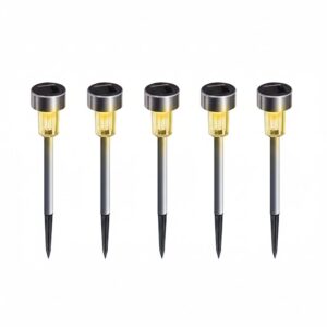 Solar Garden Lights Outdoor, Color Changing LED Path Lights, 1,2,5,10 Pack Stainless Steel Stake Lights, Multi-Color Decorative Landscape Lighting (Solar Light Yellow, 5)