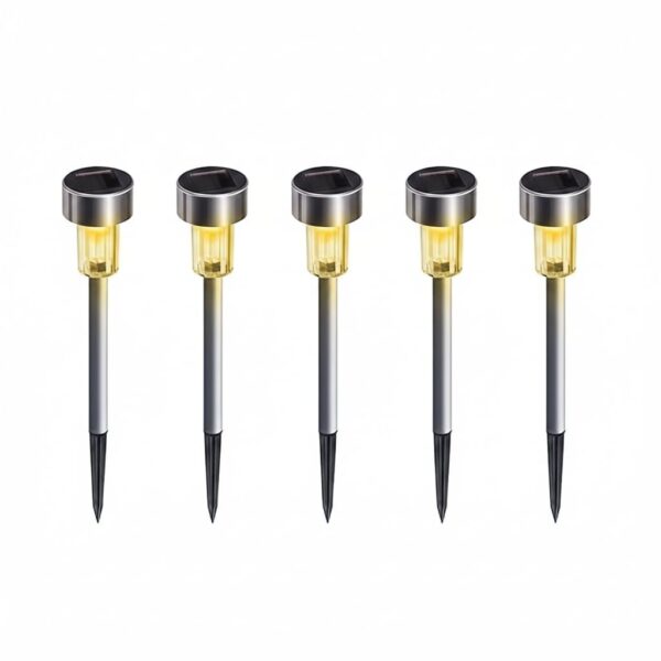 Solar Garden Lights Outdoor, Color Changing LED Path Lights, 1,2,5,10 Pack Stainless Steel Stake Lights, Multi-Color Decorative Landscape Lighting (Solar Light Yellow, 5)