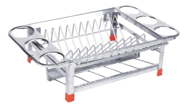 AMOL® Premium Stainless Steel Kitchen Rack | Dish Drying Rack with Glass & Cutlery Holder | Wall Mount Utensil Organizer | Plate Stand | Cup Saucer Holder | Rustproof Bartan Stand (Small)
