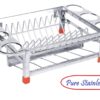 AMOL® Premium Stainless Steel Kitchen Rack | Dish Drying Rack with Glass & Cutlery Holder | Wall Mount Utensil Organizer | Plate Stand | Cup Saucer Holder | Rustproof Bartan Stand (Small)
