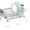AMOL® Premium Stainless Steel Kitchen Rack | Dish Drying Rack with Glass & Cutlery Holder | Wall Mount Utensil Organizer | Plate Stand | Cup Saucer Holder | Rustproof Bartan Stand (Small)