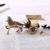 Two Moustaches Brass Horse Cart Replica Showpiece, Brass Showpiece for Corner Shelves, Size - 5.5 Inches, Standard, Pack of 1