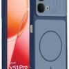 Mr. Case Back Cover for Vivo Y51 Pro 5G | Ring Design Protective Case with Camera Cut Protection | Anti Slip Grip | Shockproof Mobile Cover - Blue