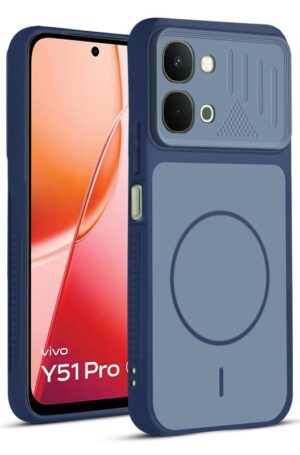 Mr. Case Back Cover for Vivo Y51 Pro 5G | Ring Design Protective Case with Camera Cut Protection | Anti Slip Grip | Shockproof Mobile Cover - Blue
