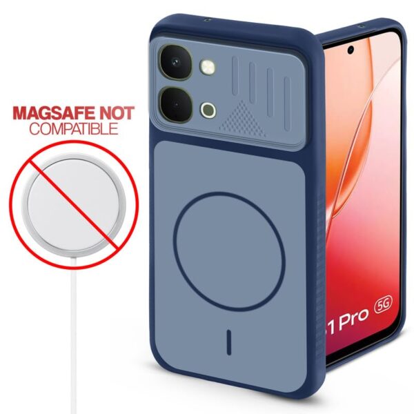 Mr. Case Back Cover for Vivo Y51 Pro 5G | Ring Design Protective Case with Camera Cut Protection | Anti Slip Grip | Shockproof Mobile Cover - Blue