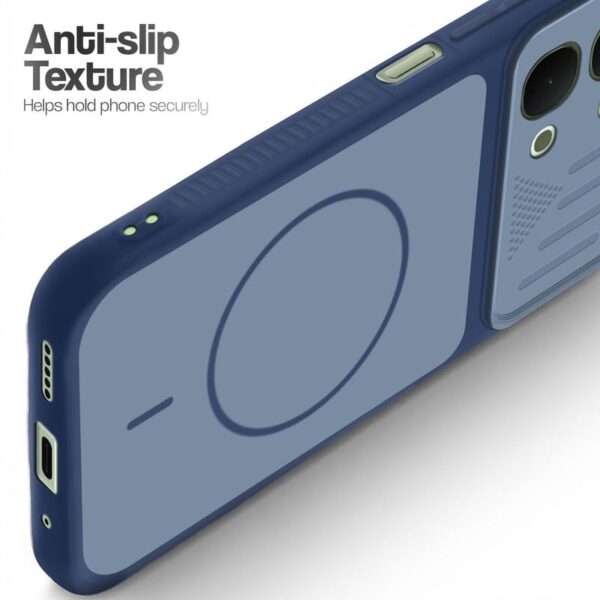 Mr. Case Back Cover for Vivo Y51 Pro 5G | Ring Design Protective Case with Camera Cut Protection | Anti Slip Grip | Shockproof Mobile Cover - Blue