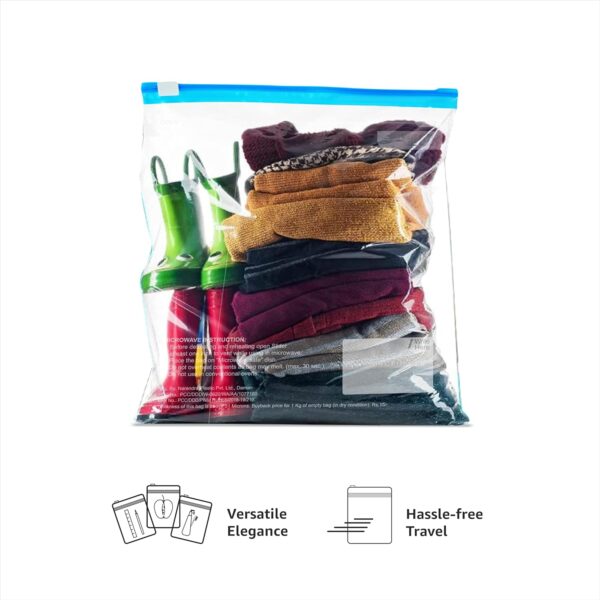 Amazon Basics - Multipurpose Slider Storage Bags | 45 Bags | Large | 31 x 35 cm | Reusable and Reclosable | Material Plastic | Leak- Proof | Food Grade | Microwave Safe