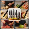 Kitchen Knife Set 6 Pieces Stainless Steel Sharp Blades with Non Stick Coating & Ergonomic Handles | Chef Knife Bread Knife Utility Paring Knife Set for Home Kitchen (Black)”