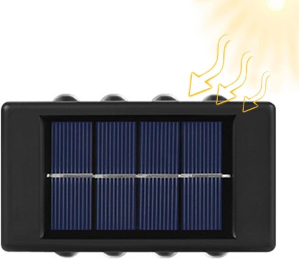 kh Solar 8 LED Wall Light Dual Direction Up & Down Outdoor Illumination | IP65 Waterproof | Modern Nordic Design | Solar Sensor Lamp for Garden, Porch, Home, Patio (Pack of 2)