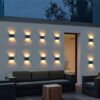 kh Solar 8 LED Wall Light Dual Direction Up & Down Outdoor Illumination | IP65 Waterproof | Modern Nordic Design | Solar Sensor Lamp for Garden, Porch, Home, Patio (Pack of 2)