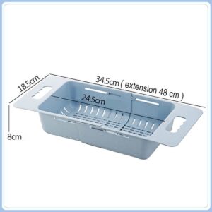 Plastic Expandable Kitchen Dish Drainer and Drying Rack | Sink Basket for Washing Bowls, Utensils, Vegetables, Fruits & Storage Organiser | Retractable up to 48 cm (Multicolor, Pack of 1)