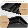 Euqunn Cutlery Drawer Organiser, Expandable Large Utensil Holder with 2 Removable Knife Blocks, 6-9 Slots Adjustable Cutlery Tray for Kitchen Drawer, Compact Plastic Storage for Forks Knives(Black)