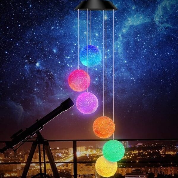 Multi-Color Changing Solar Wind Chime Lights – Crystal Ball Shape LED Waterproof Hanging Solar Lamp for Outdoor Garden, Patio, Balcony & Home Decoration