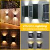 LED Solar Wall Light, Up and Down Outdoor Security Wall Lamps, IP65 Waterproof Solar Outdoor Lights, Solar Fence Lights LED Solar Wall Lights for Home Garden Porch(Warm Light) (wall light, 6)
