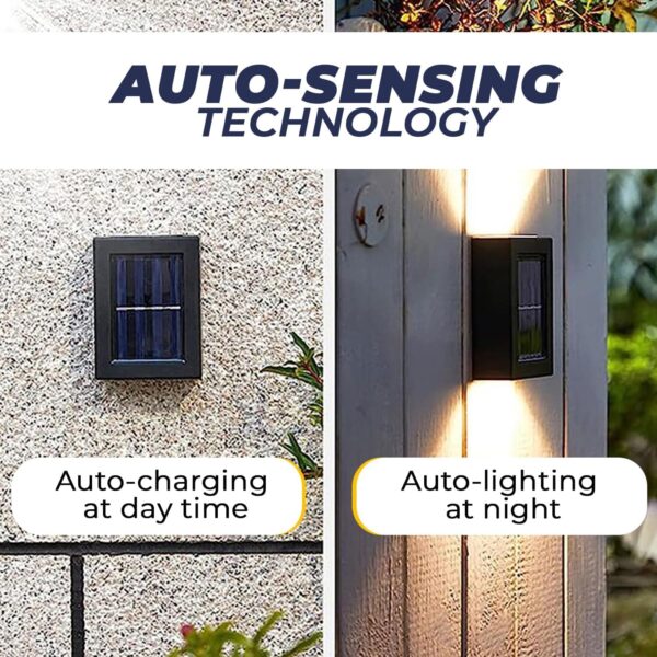 LED Solar Wall Light, Up and Down Outdoor Security Wall Lamps, IP65 Waterproof Solar Outdoor Lights, Solar Fence Lights LED Solar Wall Lights for Home Garden Porch(Warm Light) (wall light, 6)