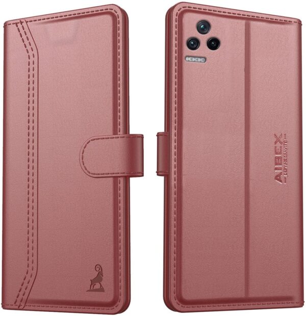 AIBEX ® Poco F4 5G Flip Cover Leather Finish | AIBEX ® Poco F4 5G Flip Cover Leather Finish | Inside TPU with Card Pockets | Wallet Stand | Complete Protection Flip Case Brown