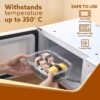 AGARO Borosilicate Glass Containers with Lids, 3 pcs Set, 370ml, 640ml &1040ml, Kitchen, Microwave, Oven & Freezer Safe, Baking Dish, Rectangle, Baking Tray, Scratch Resistant, Transparent