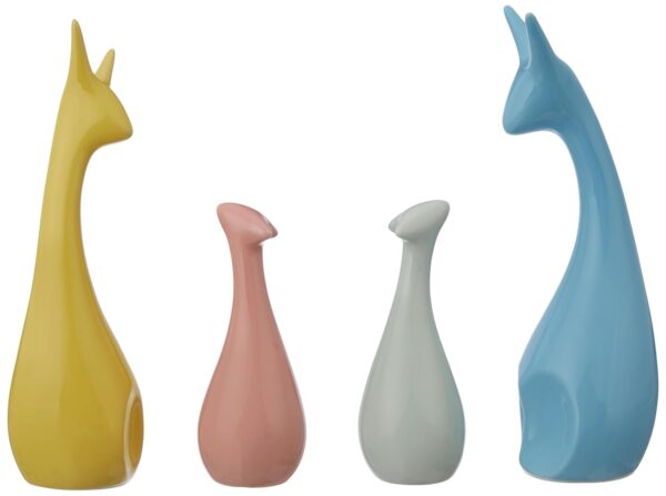 Amazon Basics Home Decor Happy Deer Family Action Statue Piano Finish Ceramic Figures(Set of 4,Multicolor)