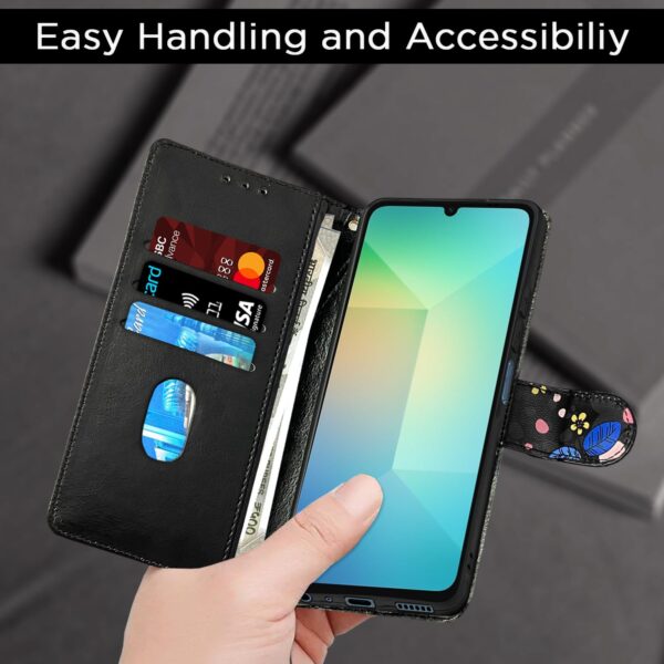 1776538488_Pikkme-Flip-Cover-for-Girls-Leather-Finish-Inside-TPU-with-Card-Pockets-Wallet-Stand-and-Shock-Proof-Complete-Protection-Flip-Case-for-Samsung-Galaxy-A06-Black-Flower.jpg Pikkme Flip Cover for Girls Leather Finish | Inside TPU with Card Pockets | Wallet Stand and Shock Proof | Complete Protection Flip Case for Samsung Galaxy A06 (Black Flower)