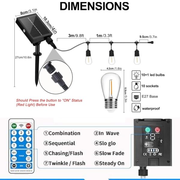 1776552625_LITVERSE-Solar-String-Lights-E27-10-LED-19FT-with-8-Lighting-Mode-Solar-and-USB-Powered-with-Display-Panel-Decorative-DiwaliFestivalOutside-Garden-Yard-Balcony-Warm-White.jpg LITVERSE Solar String Lights E27 |10 LED | 19FT with 8 Lighting Mode, Solar and USB Powered with Display Panel Decorative, Diwali,Festival,Outside Garden Yard Balcony (Warm White)