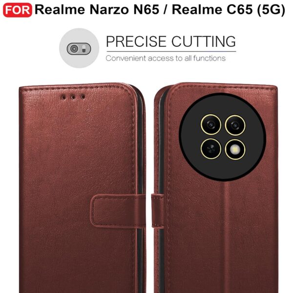 1776553568_CEDO-Flip-Cover-for-Realme-Narzo-N65-Realme-C65-5G-Leather-Finish-Inside-Pockets-Inbuilt-Stand-Shockproof-Wallet-Style-Magnetic-Closure-Back-Case-Flipcover-Brown.jpg CEDO Flip Cover for Realme Narzo N65 / Realme C65 (5G) | Leather Finish | Inside Pockets & Inbuilt Stand | Shockproof Wallet Style Magnetic Closure Back Case Flipcover (Brown)