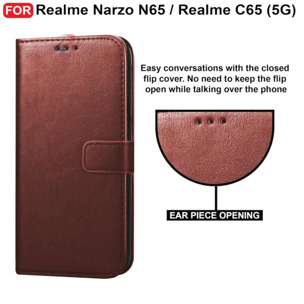1776553571_CEDO-Flip-Cover-for-Realme-Narzo-N65-Realme-C65-5G-Leather-Finish-Inside-Pockets-Inbuilt-Stand-Shockproof-Wallet-Style-Magnetic-Closure-Back-Case-Flipcover-Brown.jpg CEDO Flip Cover for Realme Narzo N65 / Realme C65 (5G) | Leather Finish | Inside Pockets & Inbuilt Stand | Shockproof Wallet Style Magnetic Closure Back Case Flipcover (Brown)