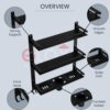 GLOXY Premium Bathroom Shelf Rack - Black Matte Finish 4in1 Stainless Steel Wall Mount Bathroom Soap Rack with Toothbrush Holder - Bathroom Fittings Accessories Set with Multipurpose Hooks