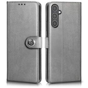 WOW IMAGINE Shock Proof Flip Cover Back Case for Samsung Galaxy A54 5G (Magnetic Button Flip Case | Wallet Pockets & Stand | Leather Finish | Stone Grey)