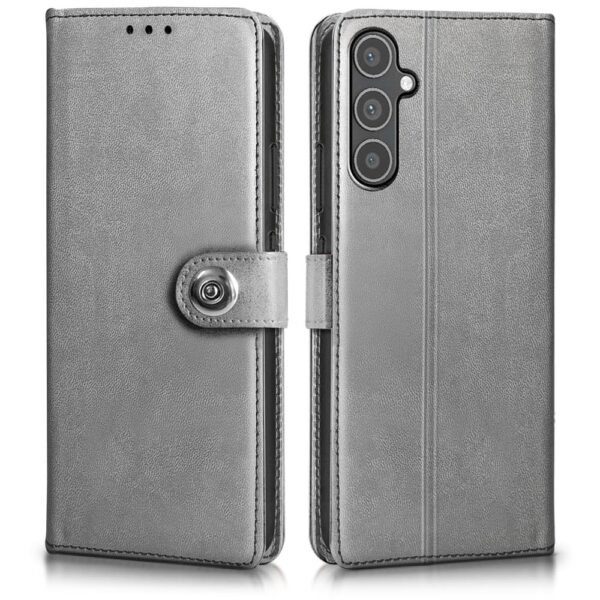 WOW IMAGINE Shock Proof Flip Cover Back Case for Samsung Galaxy A54 5G (Magnetic Button Flip Case | Wallet Pockets & Stand | Leather Finish | Stone Grey)