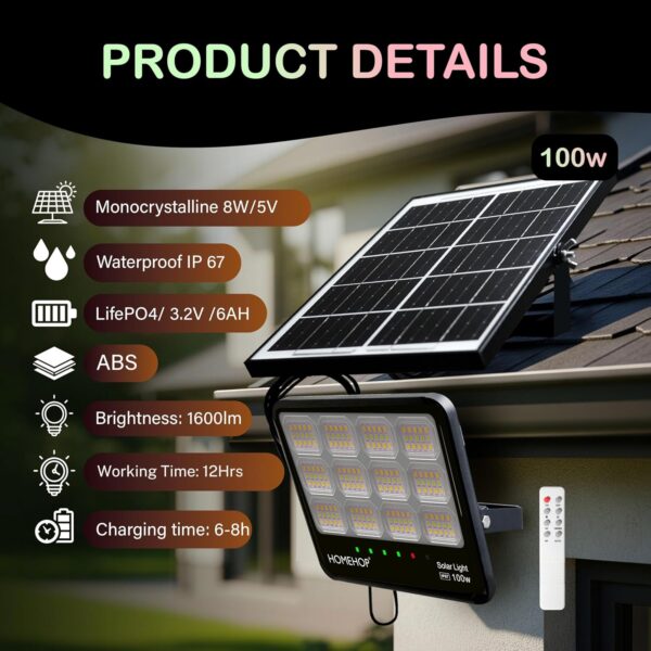 1776572432_Homehop-Solar-Flood-Light-Outdoor-Waterproof-100W-LED-Automatic-Wireless-Wall-Lamp-for-Home-Garden-Balcony-Courtyard-Porch-and-Patio-6Ah-ABS-3-Colour.jpg Homehop Solar Flood Light Outdoor Waterproof 100W LED Automatic Wireless Wall Lamp for Home, Garden, Balcony, Courtyard, Porch and Patio (6Ah, ABS, 3 Colour)