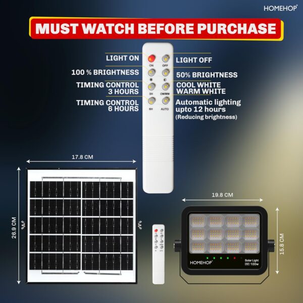 1776572434_Homehop-Solar-Flood-Light-Outdoor-Waterproof-100W-LED-Automatic-Wireless-Wall-Lamp-for-Home-Garden-Balcony-Courtyard-Porch-and-Patio-6Ah-ABS-3-Colour.jpg Homehop Solar Flood Light Outdoor Waterproof 100W LED Automatic Wireless Wall Lamp for Home, Garden, Balcony, Courtyard, Porch and Patio (6Ah, ABS, 3 Colour)