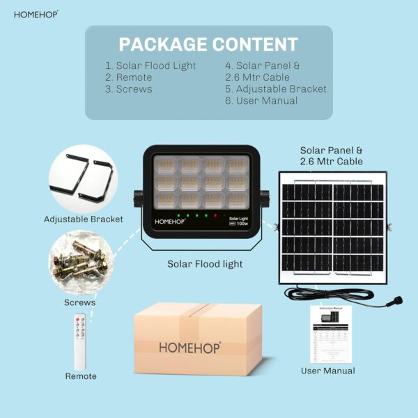 1776572435_Homehop-Solar-Flood-Light-Outdoor-Waterproof-100W-LED-Automatic-Wireless-Wall-Lamp-for-Home-Garden-Balcony-Courtyard-Porch-and-Patio-6Ah-ABS-3-Colour.jpg Homehop Solar Flood Light Outdoor Waterproof 100W LED Automatic Wireless Wall Lamp for Home, Garden, Balcony, Courtyard, Porch and Patio (6Ah, ABS, 3 Colour)