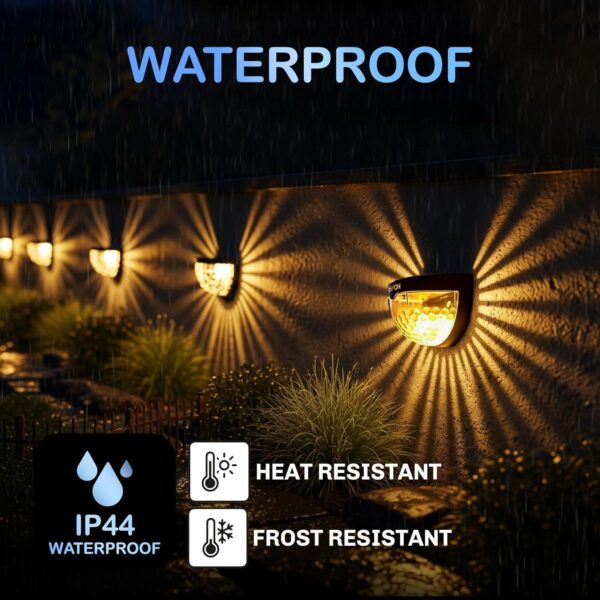 KINZILLA Solar Wall Lights Outdoor Waterproof LED Deck & Fence Lamps - Warm White Auto on/Off, Durable Decorative Lighting for Patio, Garden, Yard, Steps & Pathways, Set of 2