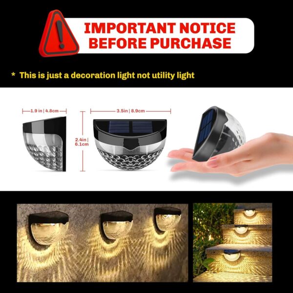 KINZILLA Solar Wall Lights Outdoor Waterproof LED Deck & Fence Lamps - Warm White Auto on/Off, Durable Decorative Lighting for Patio, Garden, Yard, Steps & Pathways, Set of 2
