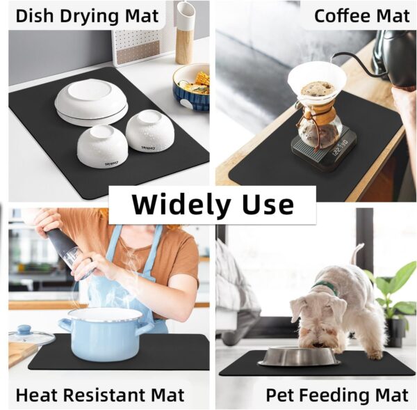 Kitchen Dish Drying Mat – Large, Non-Slip, Water Absorbent,Great for Dishes,Rack Pad, Kitchen Counter, Coffee Maker, Coffee Item, Quick Drying Mat for Dishes, Glasses & Utensils(60X40)