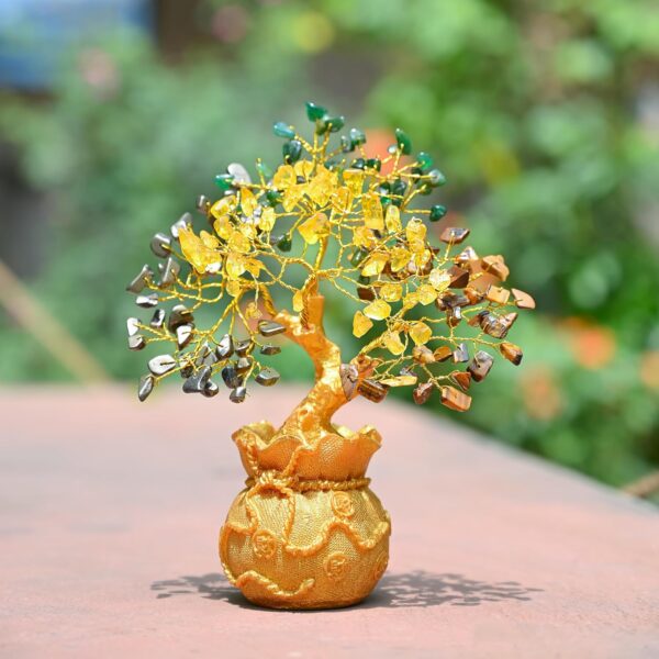 ZAICUS Money Magnet Crystal Tree – Home & Office Decor Feng Shui Tree with Golden Pot – Gemstone Bonsai for Wealth & Success - Healing Crystals Gift for Positivity - (7 X 3 Inch)