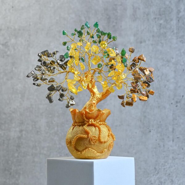 ZAICUS Money Magnet Crystal Tree – Home & Office Decor Feng Shui Tree with Golden Pot – Gemstone Bonsai for Wealth & Success - Healing Crystals Gift for Positivity - (7 X 3 Inch)