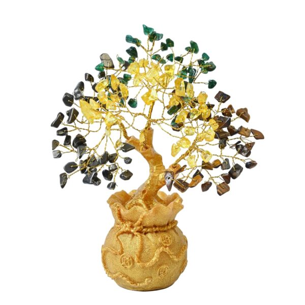 ZAICUS Money Magnet Crystal Tree – Home & Office Decor Feng Shui Tree with Golden Pot – Gemstone Bonsai for Wealth & Success - Healing Crystals Gift for Positivity - (7 X 3 Inch)