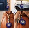 Evil Eye Wall Hanging with Keychain, Blue Glass Nazar Protection Charm for Home, Car and Office, Good Luck Vastu Decor, 2-in-1 Pack