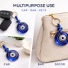 Evil Eye Wall Hanging with Keychain, Blue Glass Nazar Protection Charm for Home, Car and Office, Good Luck Vastu Decor, 2-in-1 Pack