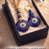 Evil Eye Wall Hanging with Keychain, Blue Glass Nazar Protection Charm for Home, Car and Office, Good Luck Vastu Decor, 2-in-1 Pack